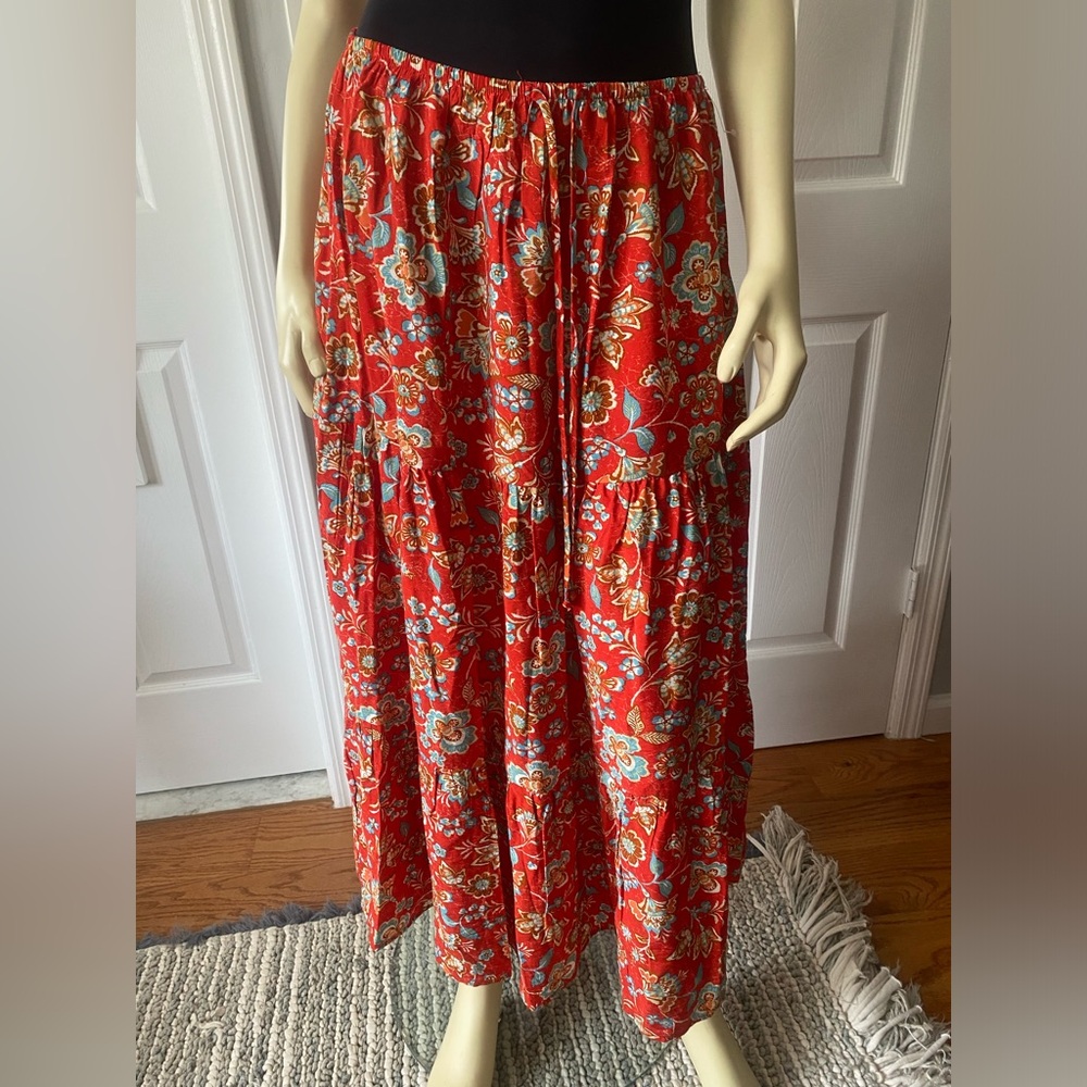 Sienna  SKY Floral Red Maxi Skirt/ Size Medium